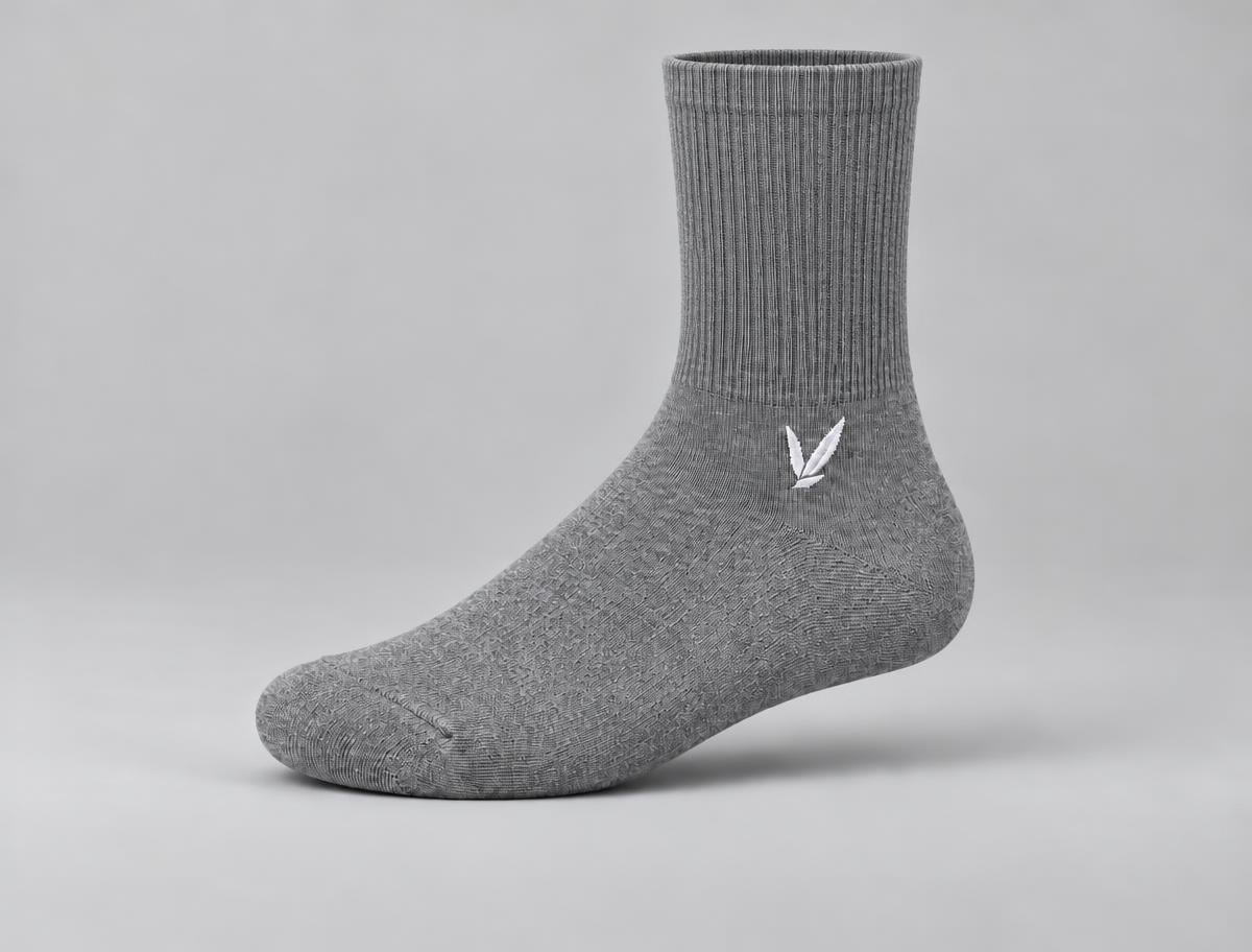VLOTE Hoge sok — Grijs, met wit logo