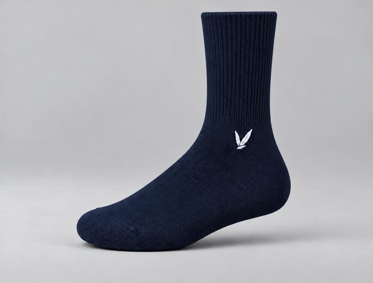 VLOTE Hoge sok — Donkerblauw, met wit logo