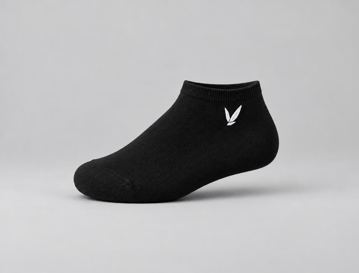 VLOTE Lage enkelsok — Zwart, met wit logo